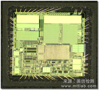 美信檢測集成電路失效分析：塑封芯片裸片電路結(jié)構(gòu)光學(xué)顯微圖